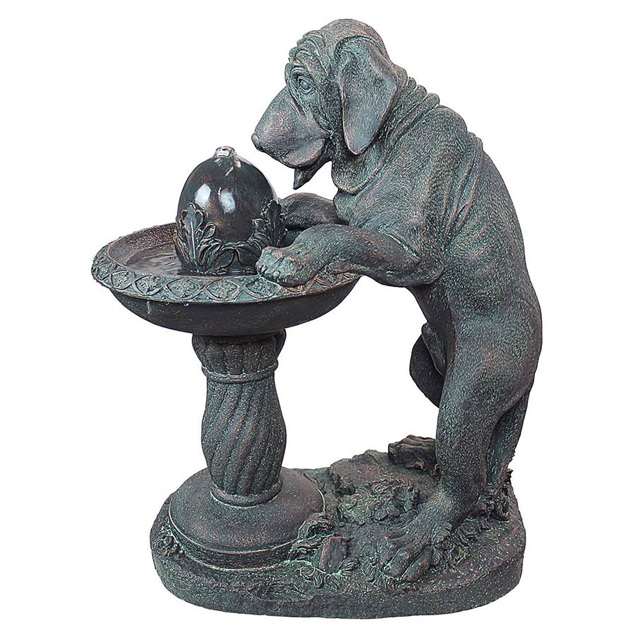 Design Toscano 26.5&#x22; Dog&#x27;s Refreshing Drink Sculptural Fountain